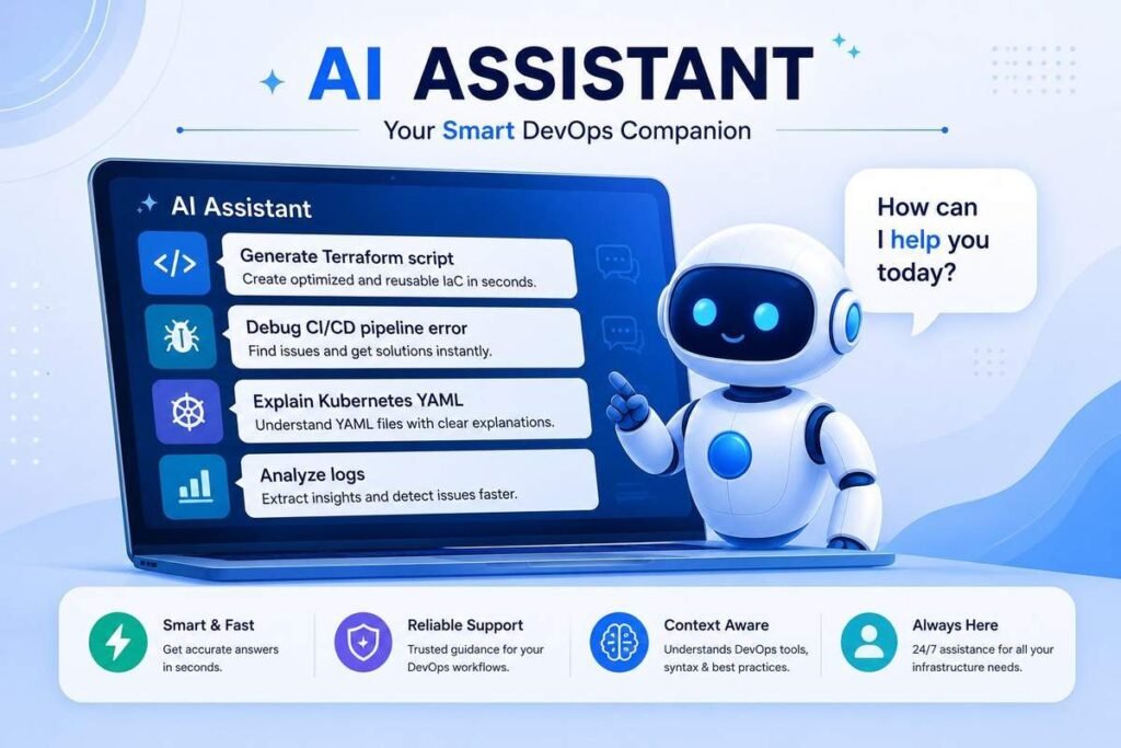 AI assistant helping DevOps engineers with Terraform scripts, CI/CD pipelines, debugging, log analysis, and infrastructure automation.