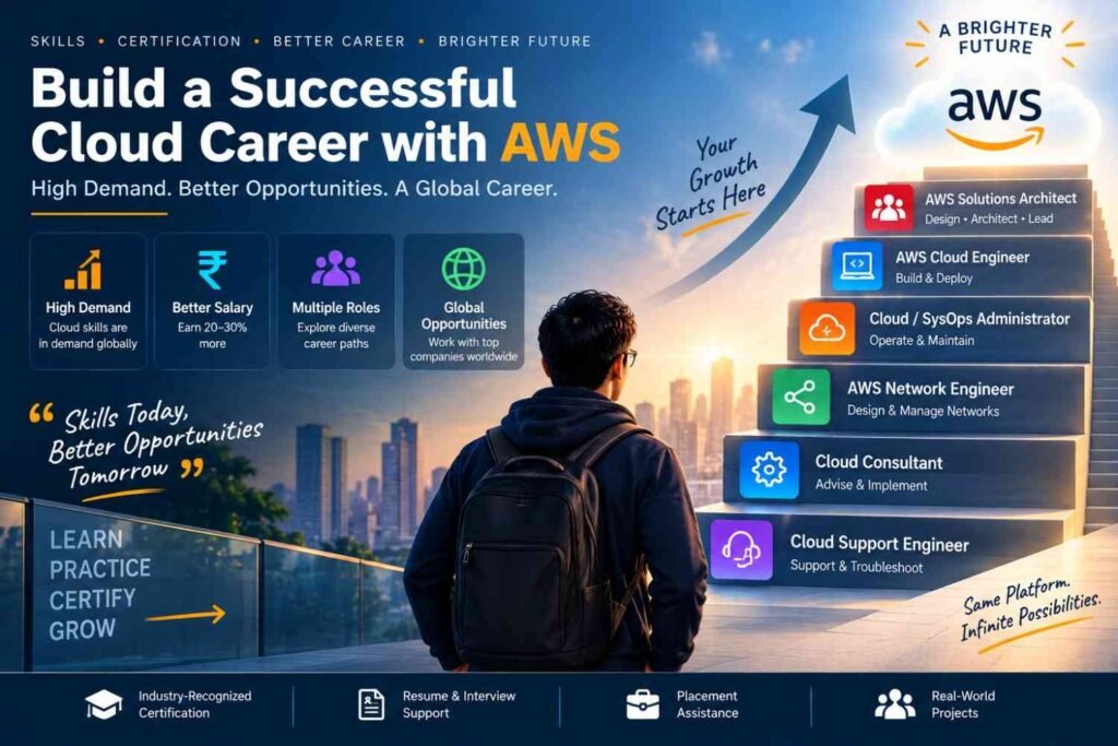 AWS cloud career opportunities including Cloud Engineer, Solutions Architect, Network Engineer and Cloud Consultant